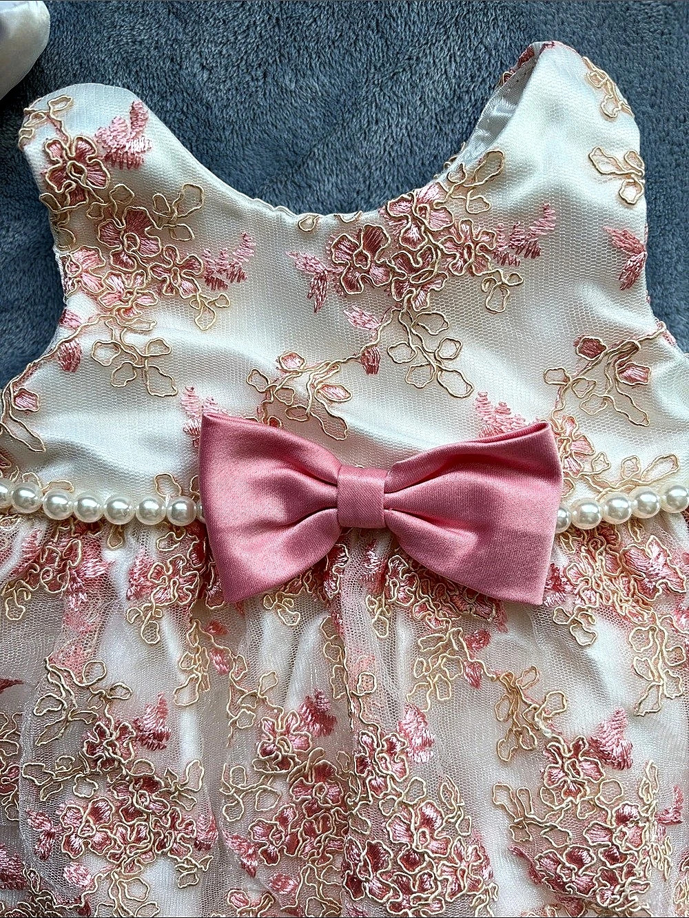 Princess Collection Floral Formal Dress Pink & White Baby 9M - Picture 4 of 8